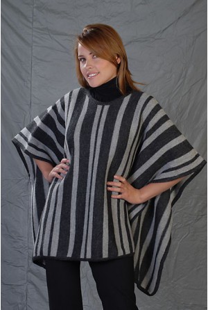 Poncho with vertical stripes