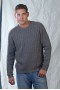 Gray sweater with thickly channeled round neck