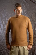 Jersey sweater with high neck and channeled sleeves