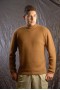 Jersey sweater with high neck and channeled sleeves