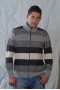 Gray striped neck jacket with tube-formed high neck