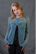 Light blue crochet coat made with mercerized cotton