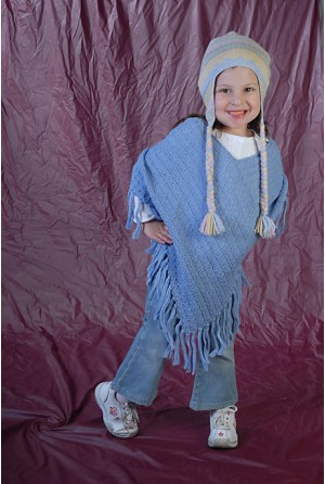 Light blue fantasy looped poncho