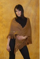 Embroidered shawl with crochet spray