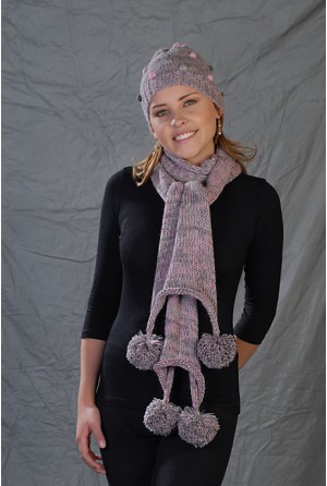 Long mixed yarn knitted scarf