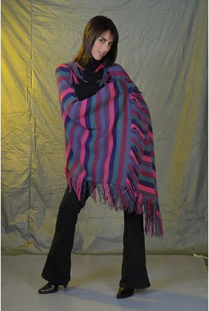 Striped stole with fringes