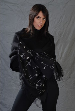 Black pashmina with embroidery