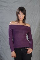 Buttonhole-neck sweater with lurex