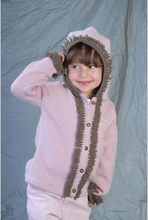 Coat for girl with fringes and hood