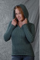 Channeled sweater with hood