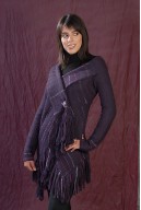 Grape-color shawl with fringes