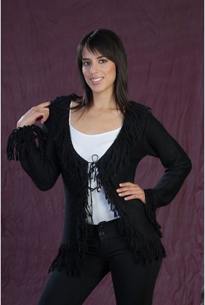 Black coat with fringes