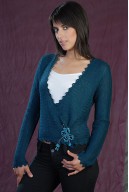 Turquoise double-breasted fantasy-looped coat