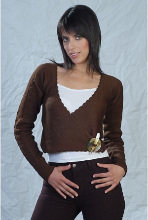 Brown double-breasted coat with braids on the sleeves